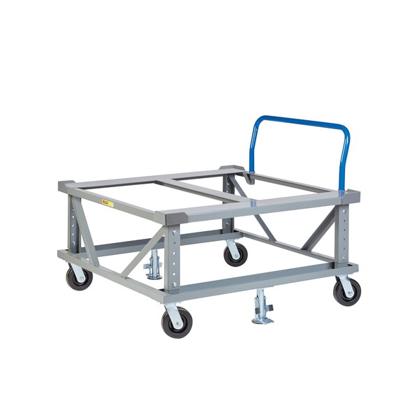Adj. Height Mobile Pallet Stand, 40x48, 2 Floor Locks, Load Retainers